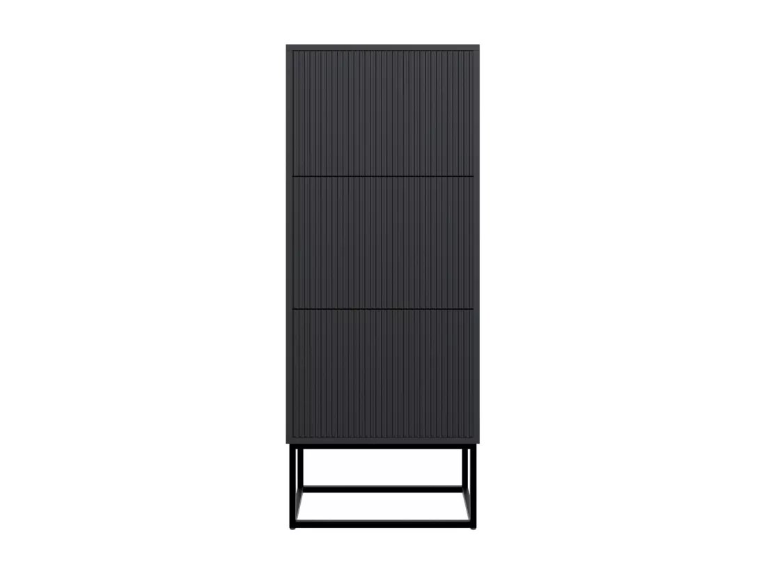 Meuble à chaussures 3 portes - 50x30x125 cm - noir avec pieds noires - VELDIO