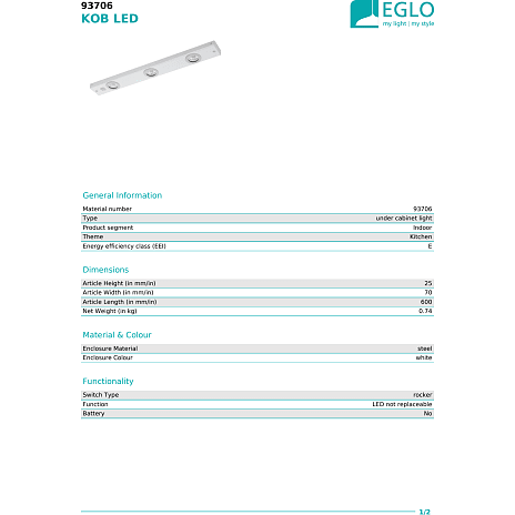 KOB LED underskabsbeslysning - hvid