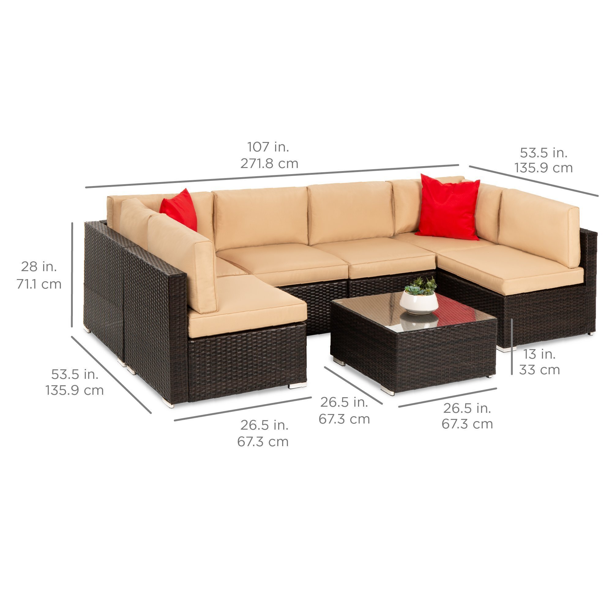 Best Choice Products 7-Piece Modular Outdoor Conversational Furniture Set, Wicker Sectional Sofas