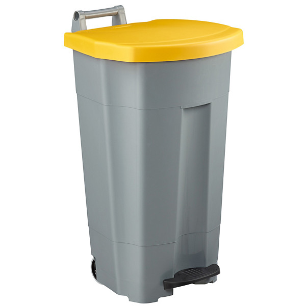 ROSSIGNOL Poubelle mobile à pédale - 90 L - boogy - gris / jaune
