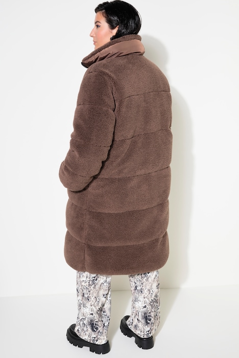 Teddy-Steppmantel, Straight Shape, Nylon-Schulter
