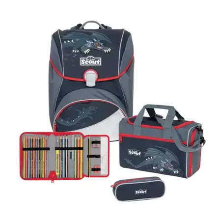 Scout Alpha Schulranzen-Set Black Dragon 4-teilig