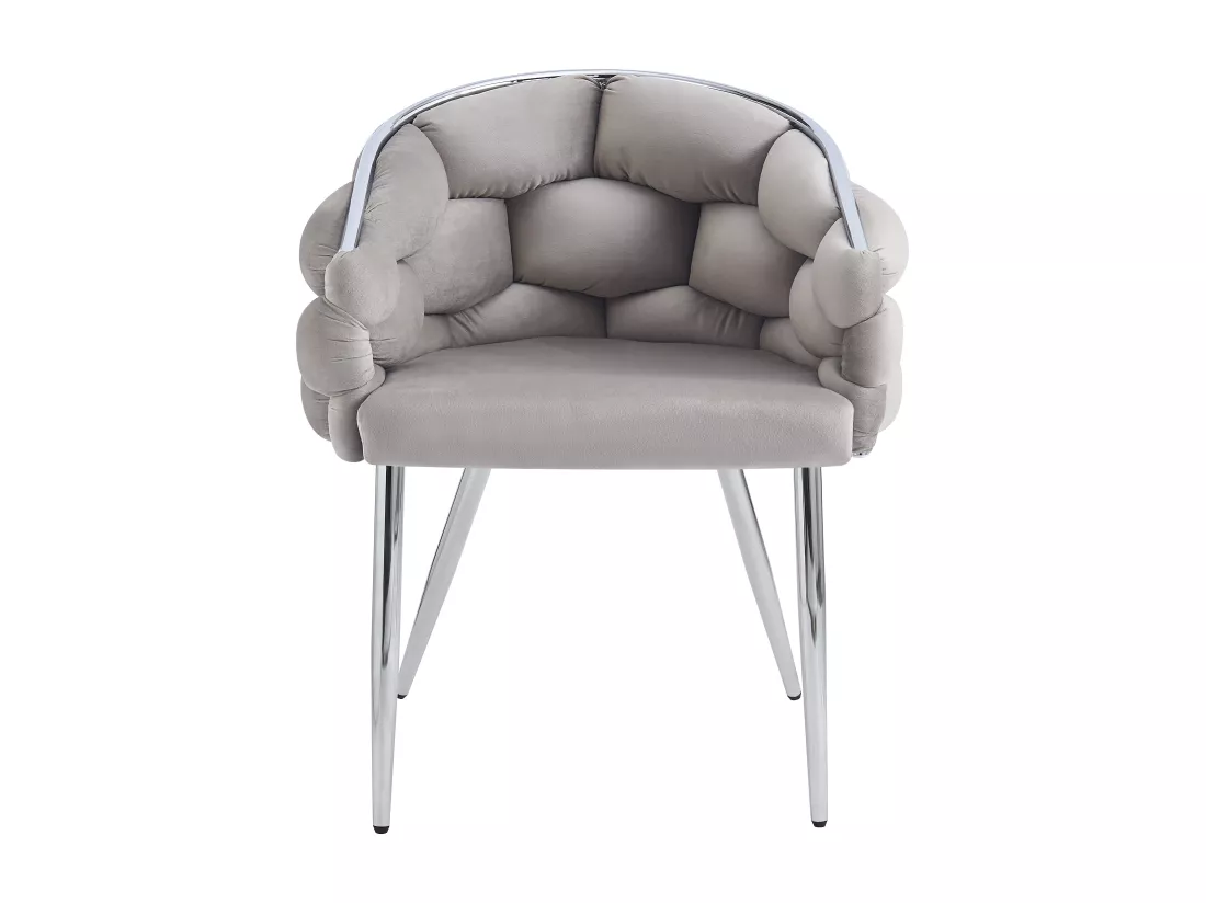 Lot de 2 chaises BALLON pieds chrome assise velours taupe
