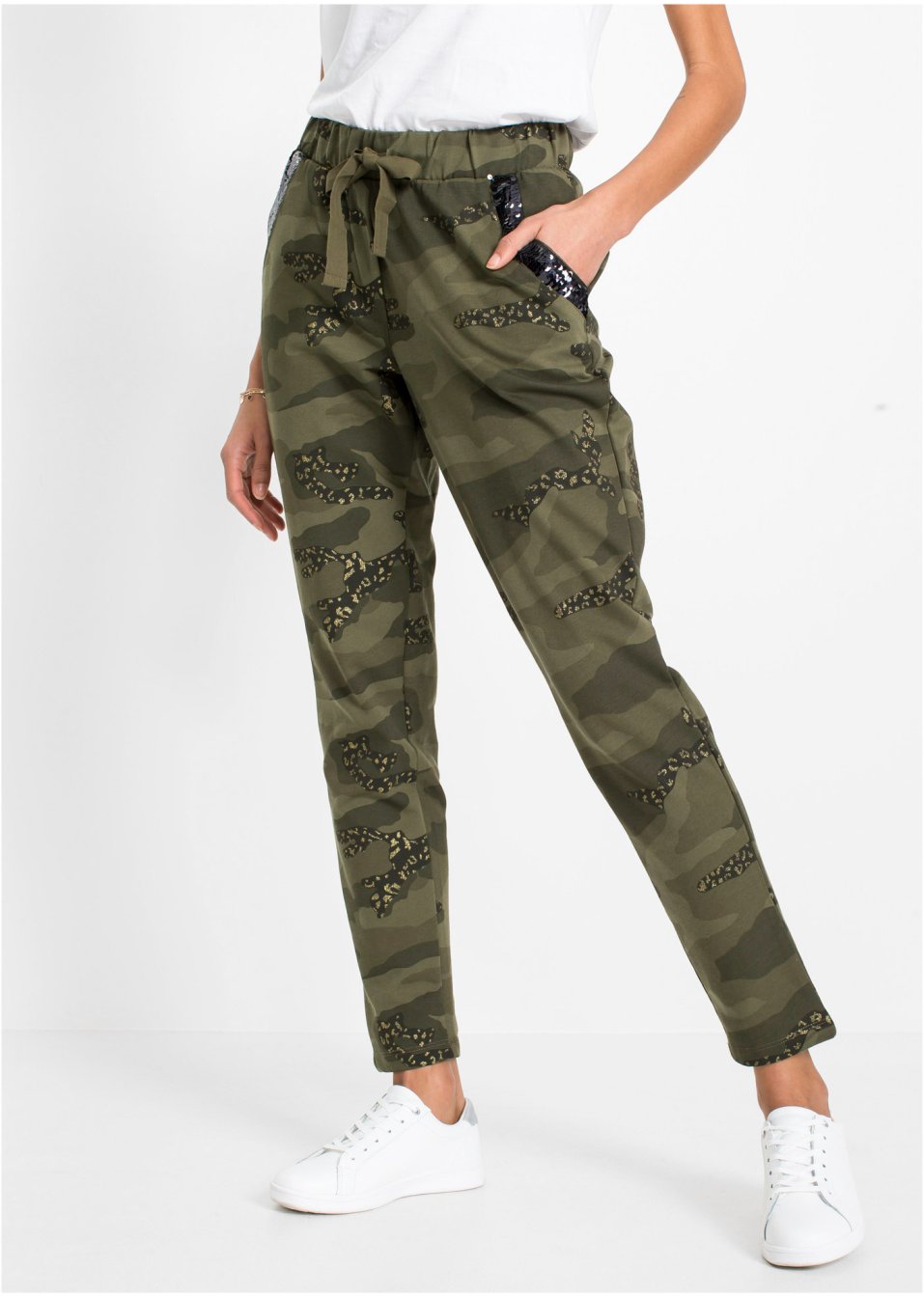 Pantalon sweat camouflage avec détails brillants