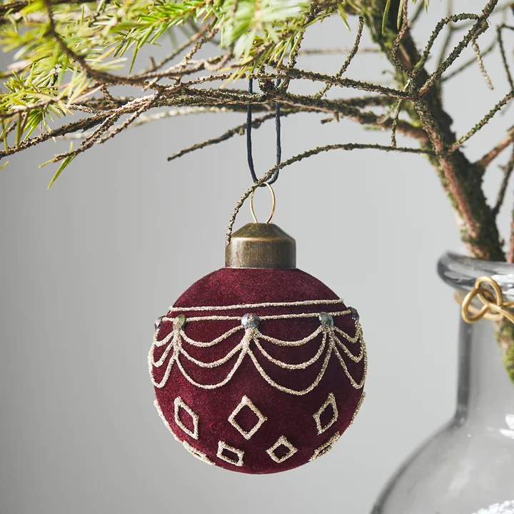House Doctor - Velour Christbaumkugel, No. 1, dusty green