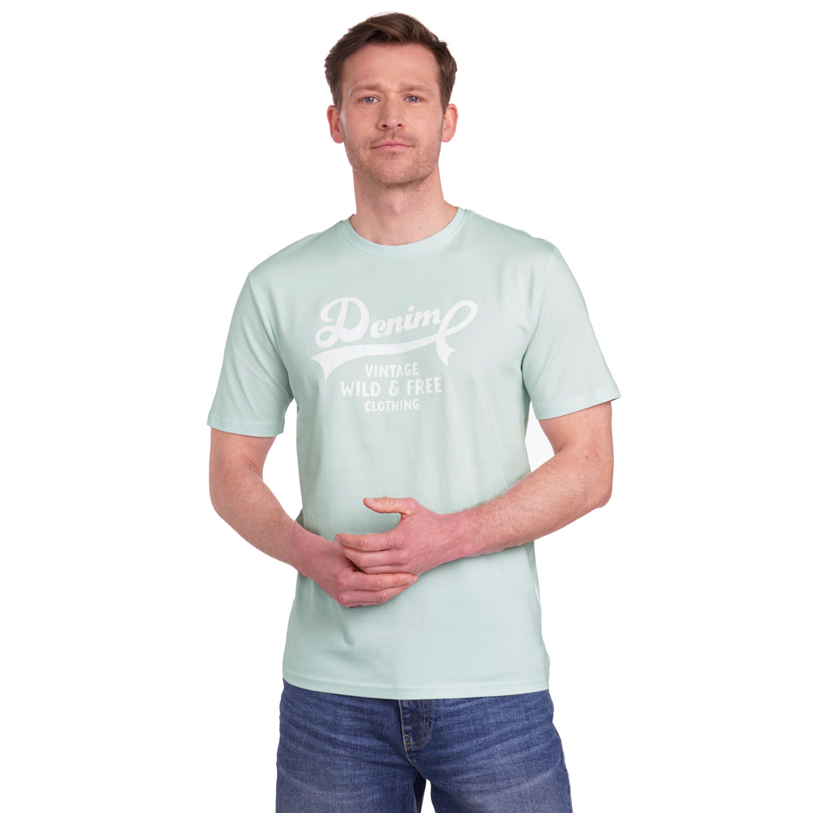 VanVaan Denim Herren T-Shirt mit Print helltürkis