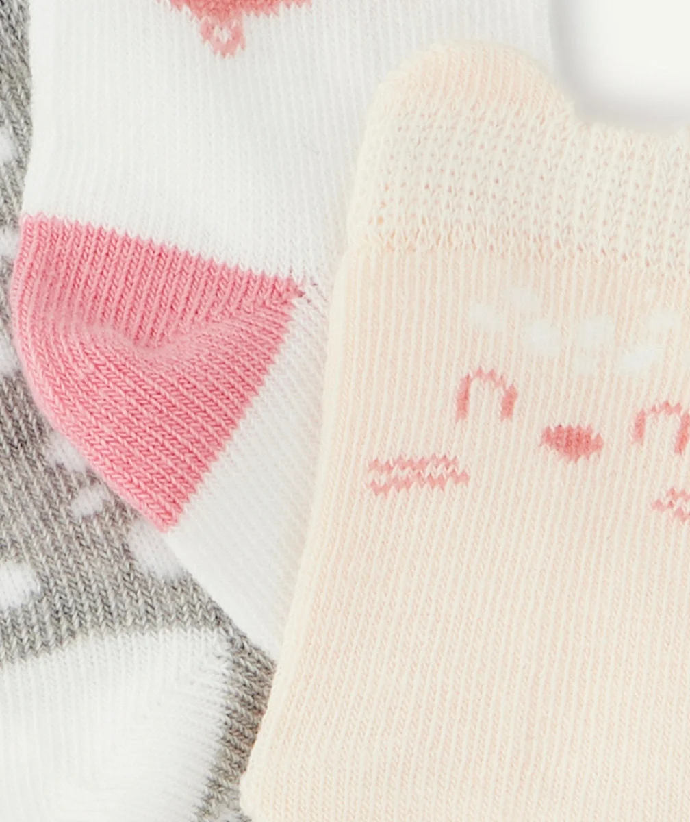 LOT DE 3 PAIRES DE CHAUSSETTES BÉBÉ FILLE THÈME CHAT
