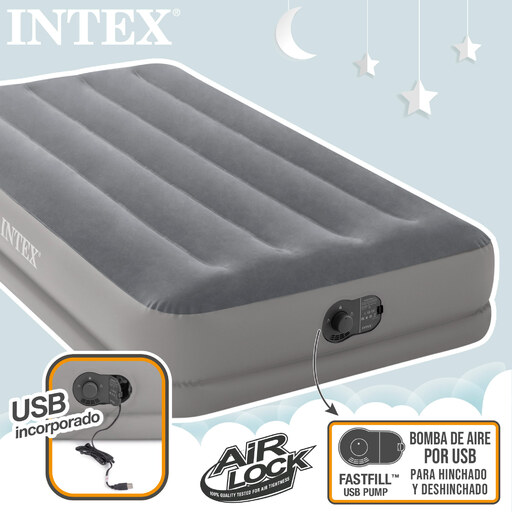 Colchão inflável de solteiro Intex Dura Beam Prestige