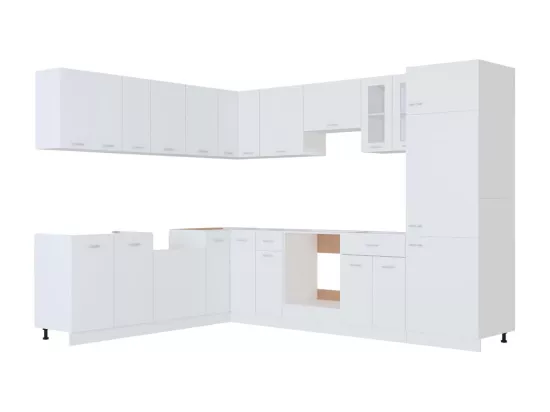 Ensemble de meubles de cuisine 14 pcs Blanc Aggloméré