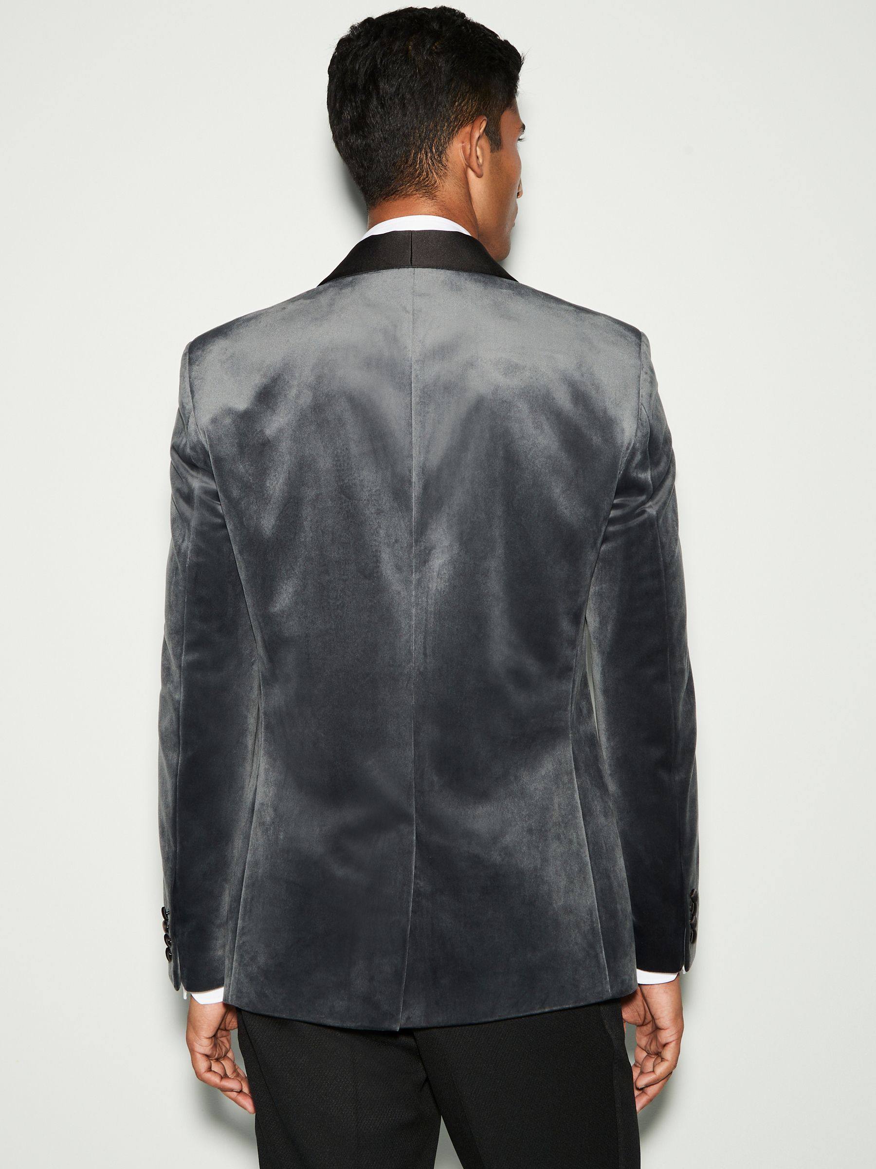 Grijs - Normale Pasvorm - Fluwelen blazer
