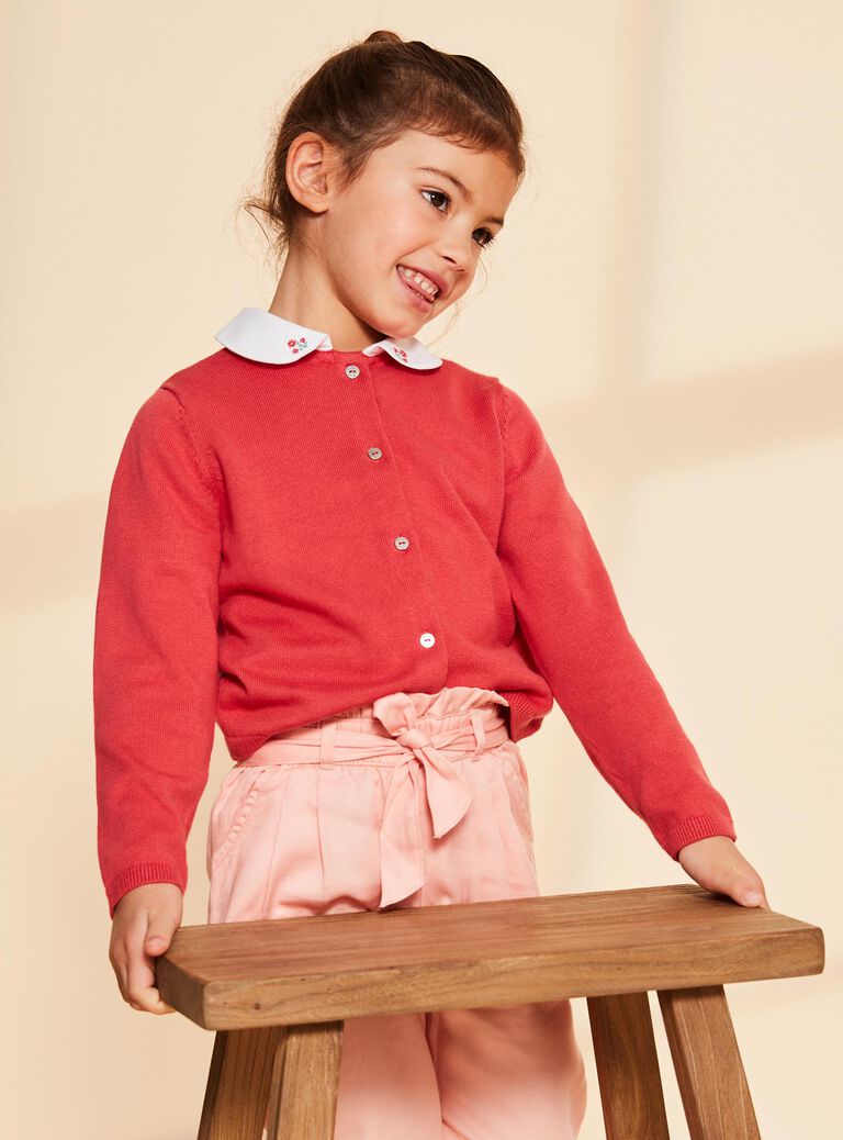 Cardigan rouge en coton