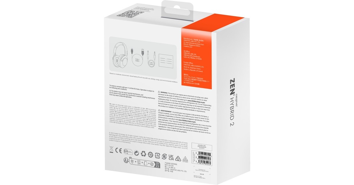 CreativeZen Hybrid 2 over-ear hoofdtelefoon  (Zwart, Bluetooth 5.2, USB-C, hybride ANC)