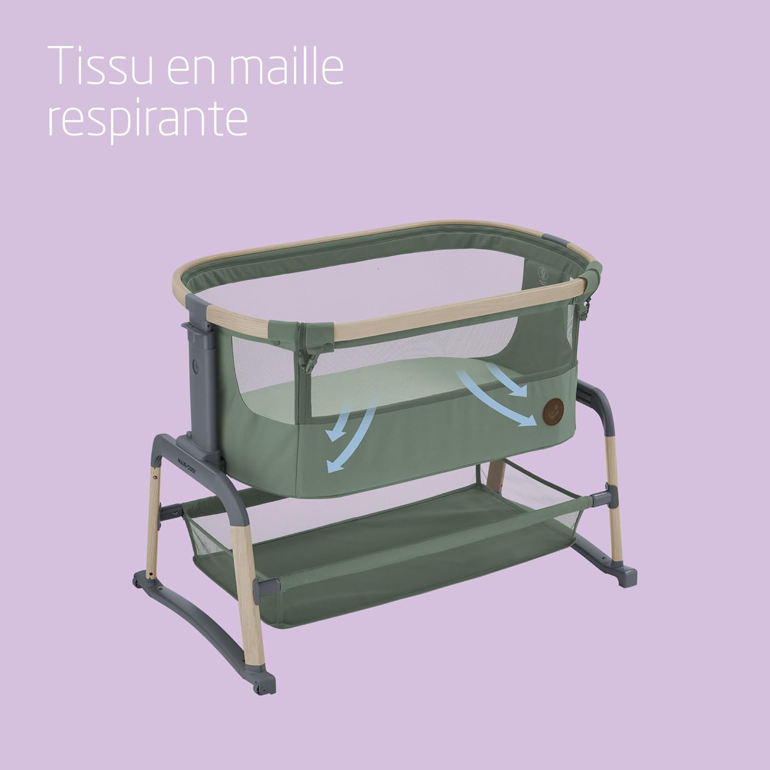 Maxi-Cosi Iora Berceau Cododo, Lit Cododo Bebe Pliable, 0-6 Mois, 9 kg Max, 4 Inclinaisons et 5 Hauteurs, Système Coulissant, Matelas Confort, Grand Panier, Facile à Transporter, Essential Graphite