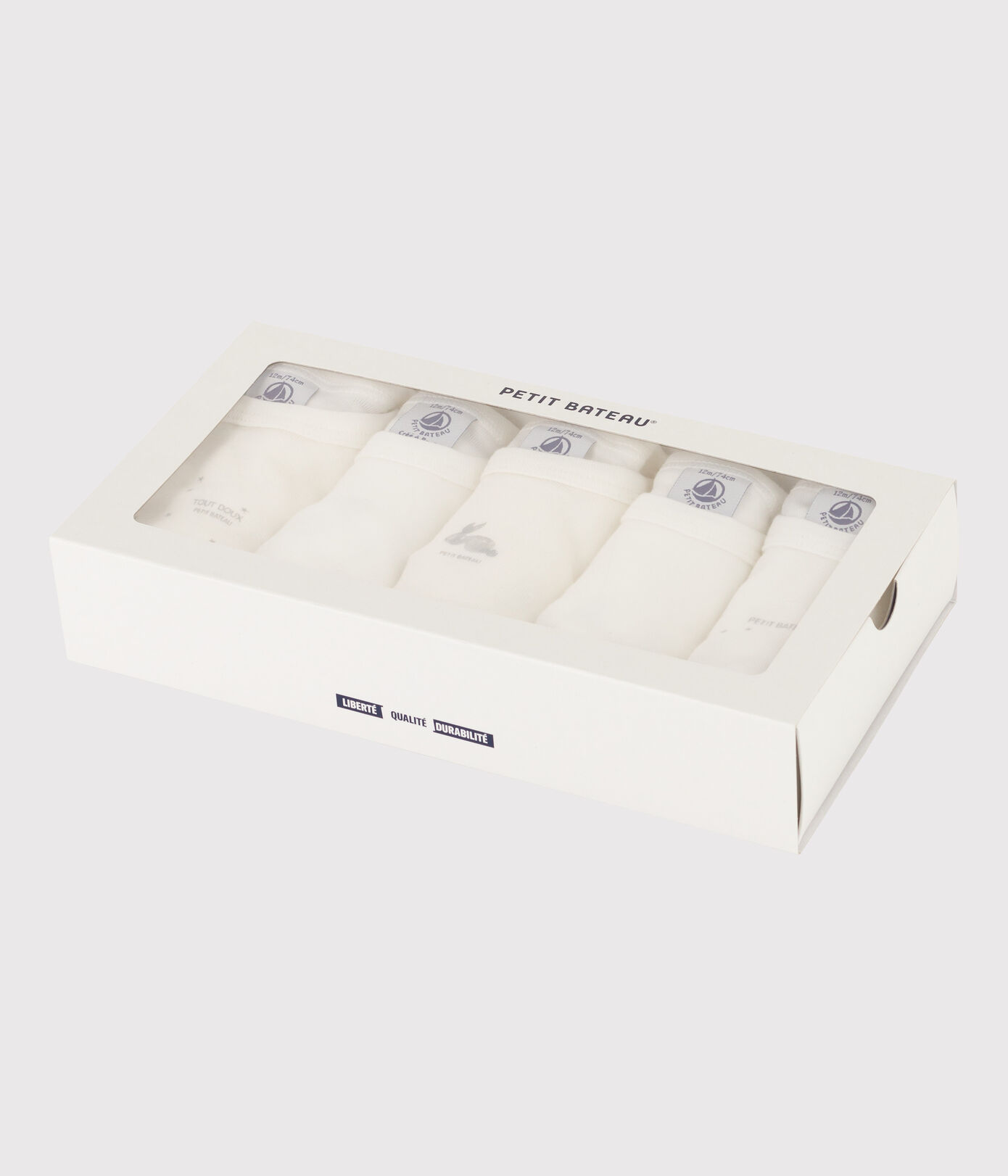 Lot de 5 bodies manches courtes lapins en coton