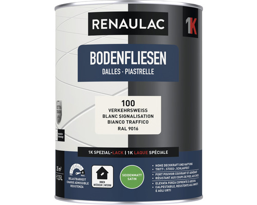 RENAULAC vloertegelverf, satijnen afwerking, verkeerswit, 2,5 l
