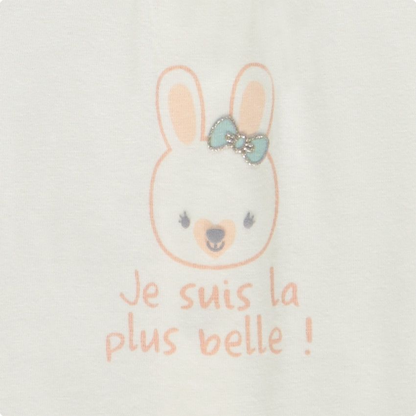 Ensemble 2 pièces tunique printée + corsaire imprimé pour bébé fille - Ecru