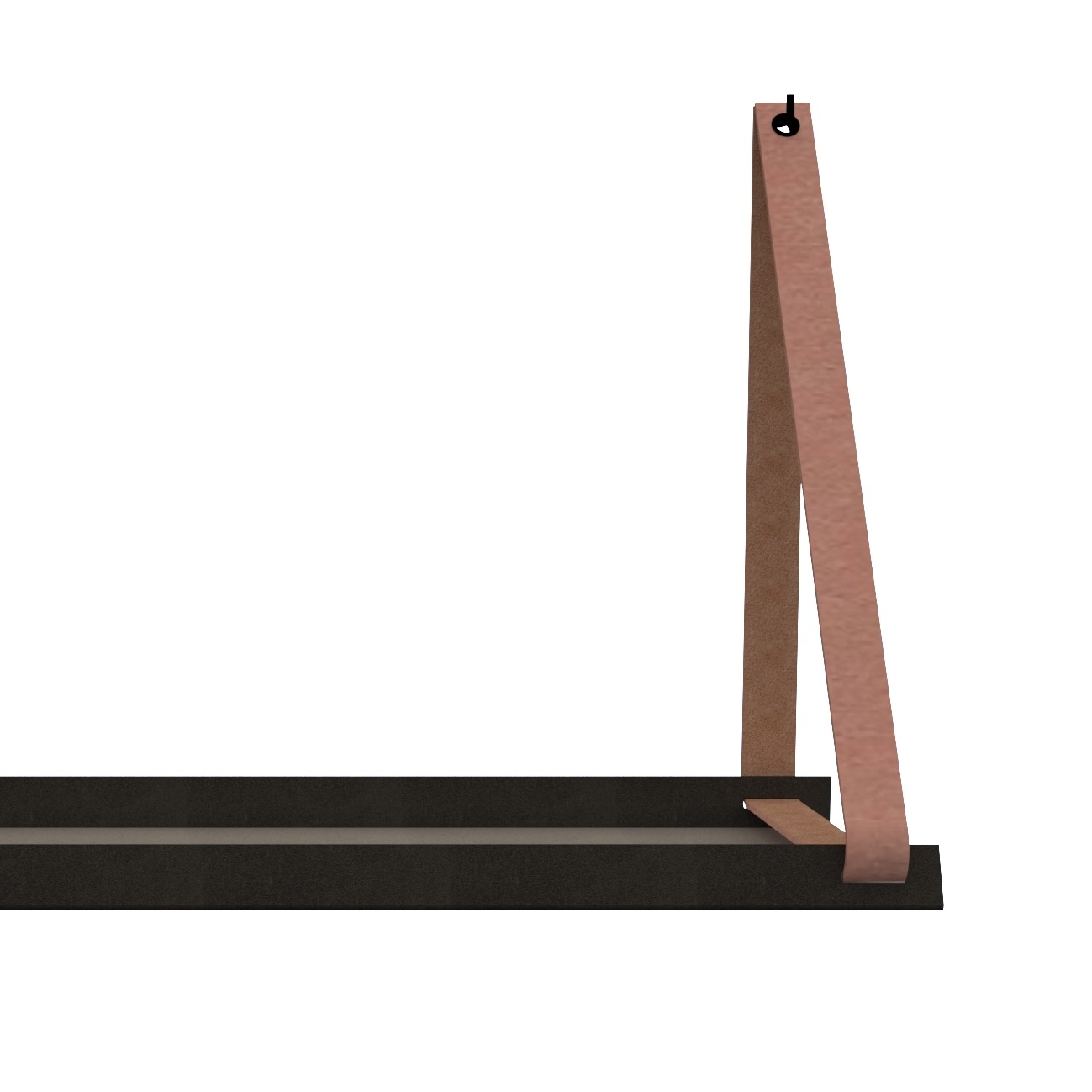 Stalen wandplank 98x20cm - incl. leren plankdragers Stalen wandplank met leren plankdragers - Suede Pink