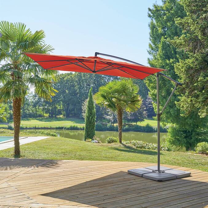 Parasol déporté carré MANOA Ambre