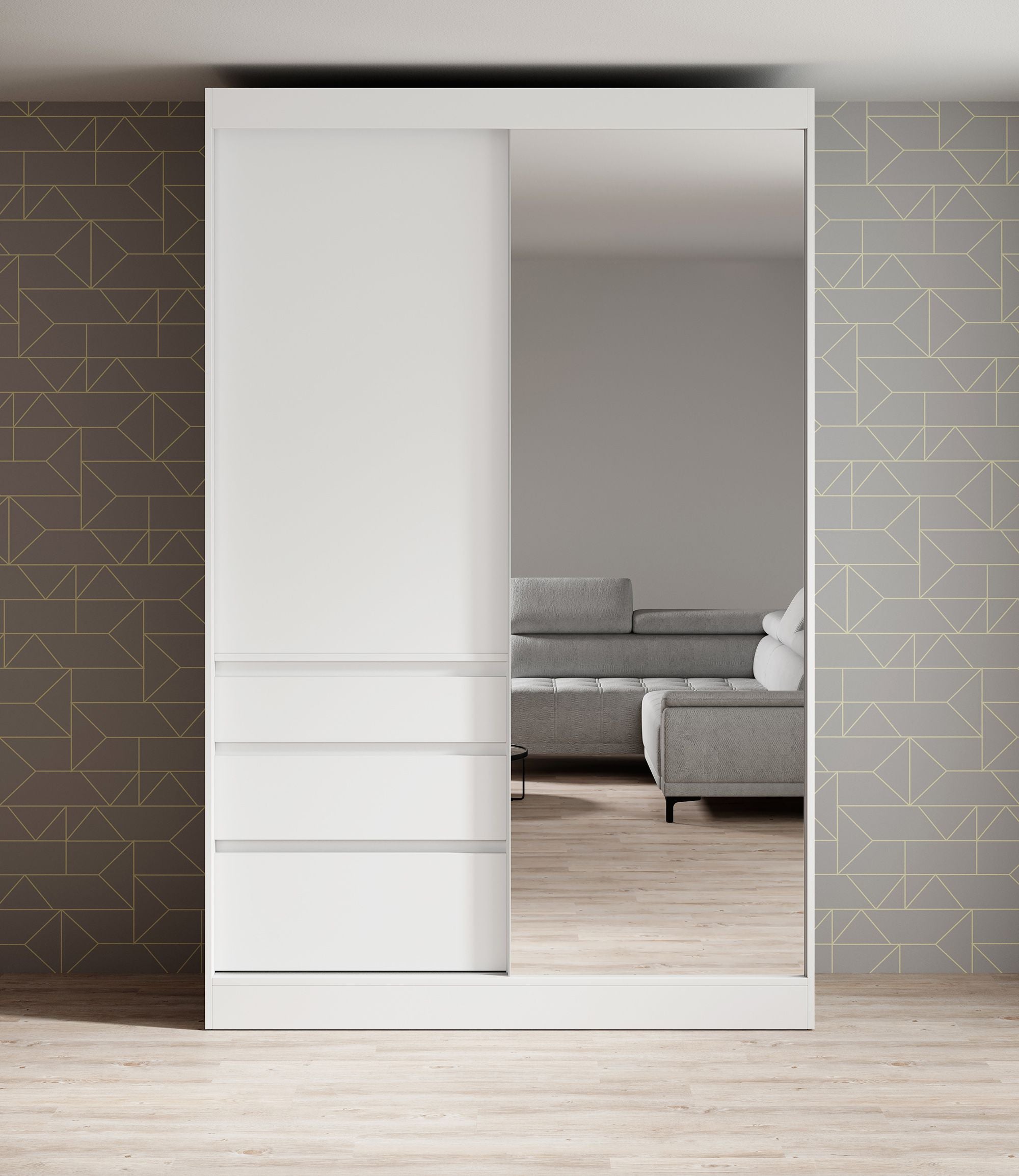 Henry - Kledingkast met schuifdeuren - Wit - 140x65x216 cm