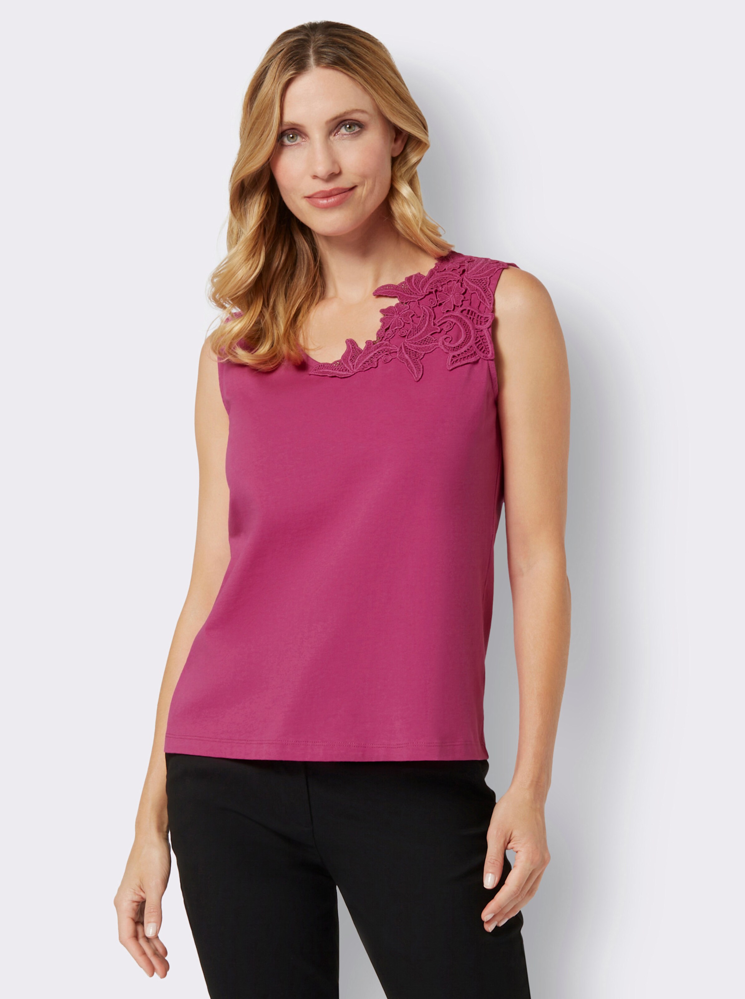Shirttop mit Spitzen-Verzierung