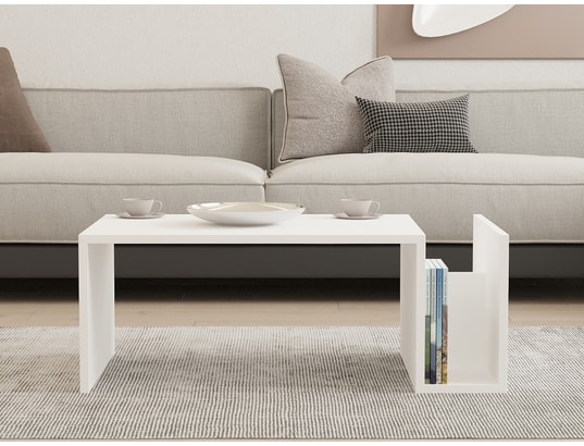 CONCEPT1 - Table basse Mémo blanc 86,8 x 50 x h32,4cm