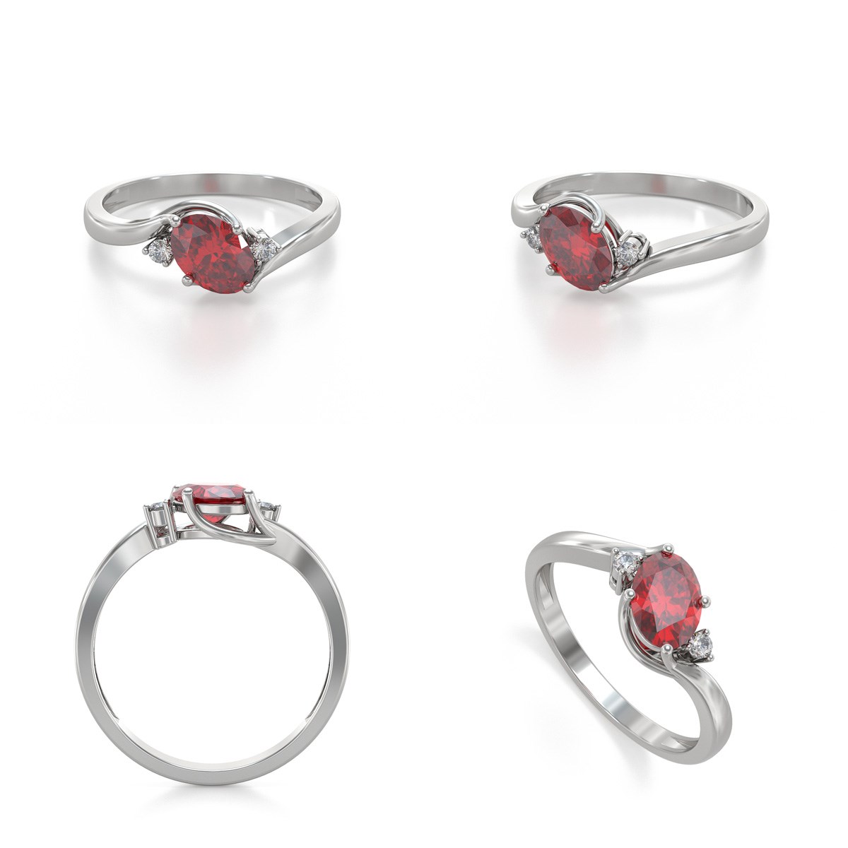 Bague ADEN Rubis et diamants sur Argent 925 1.58grs