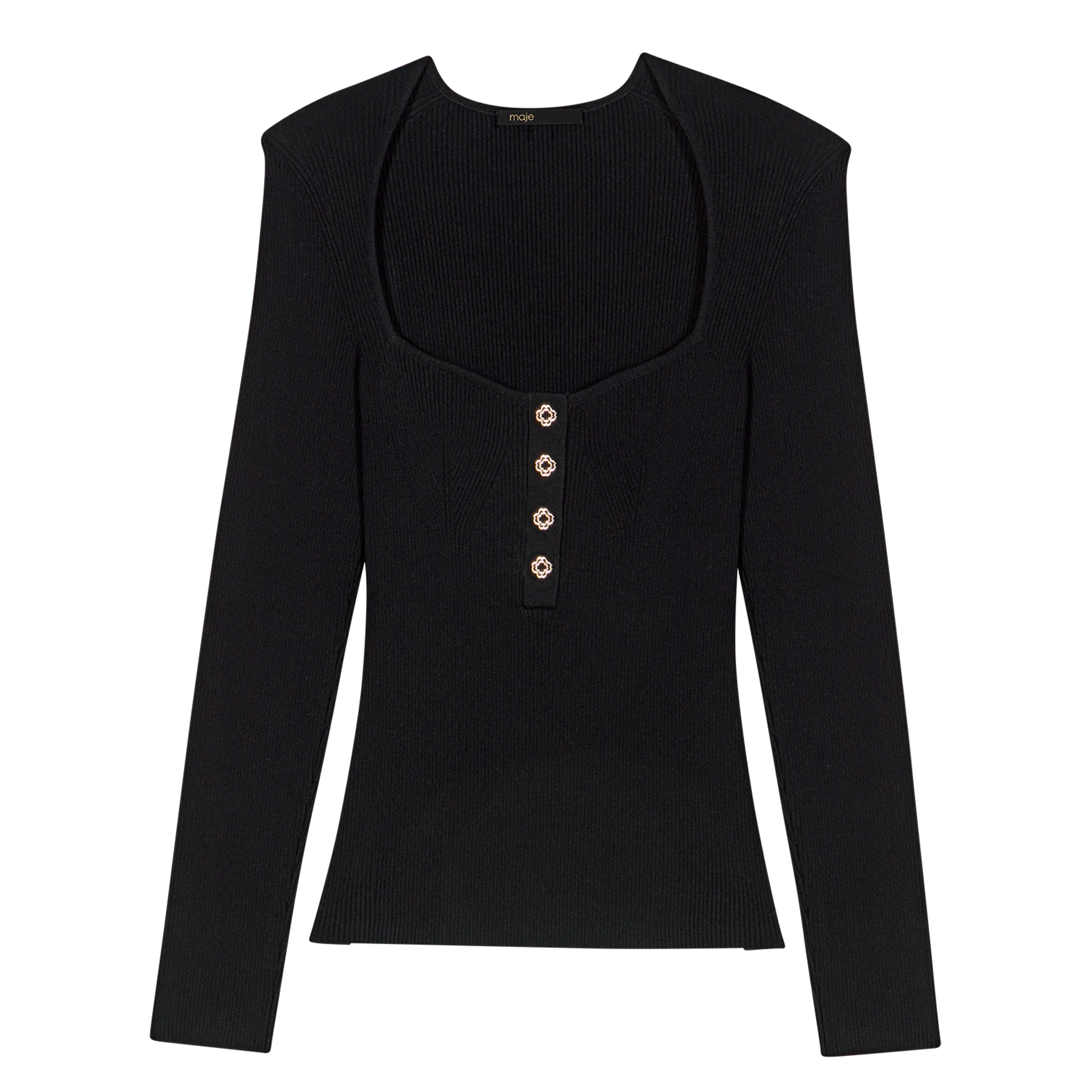 Pull col carré| Noir
