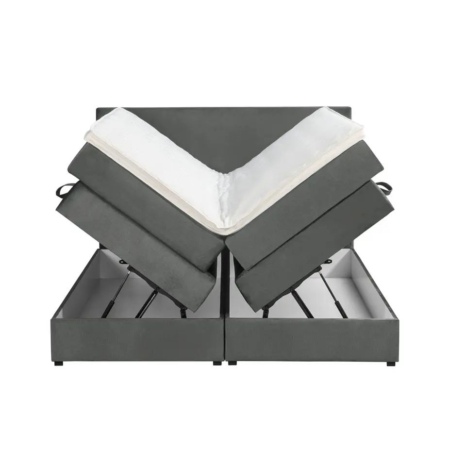 Boxspring met opbergruimte Liv egaal - grijs - 160x200 cm