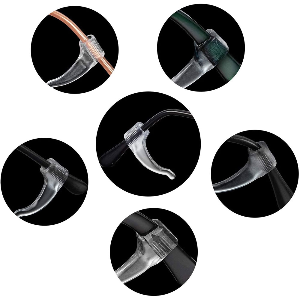 (4 Paar) 34x13mm Sport Brillen Bügel Halterung Anti-Rutsch Silikon Ohrhaken - Transparent