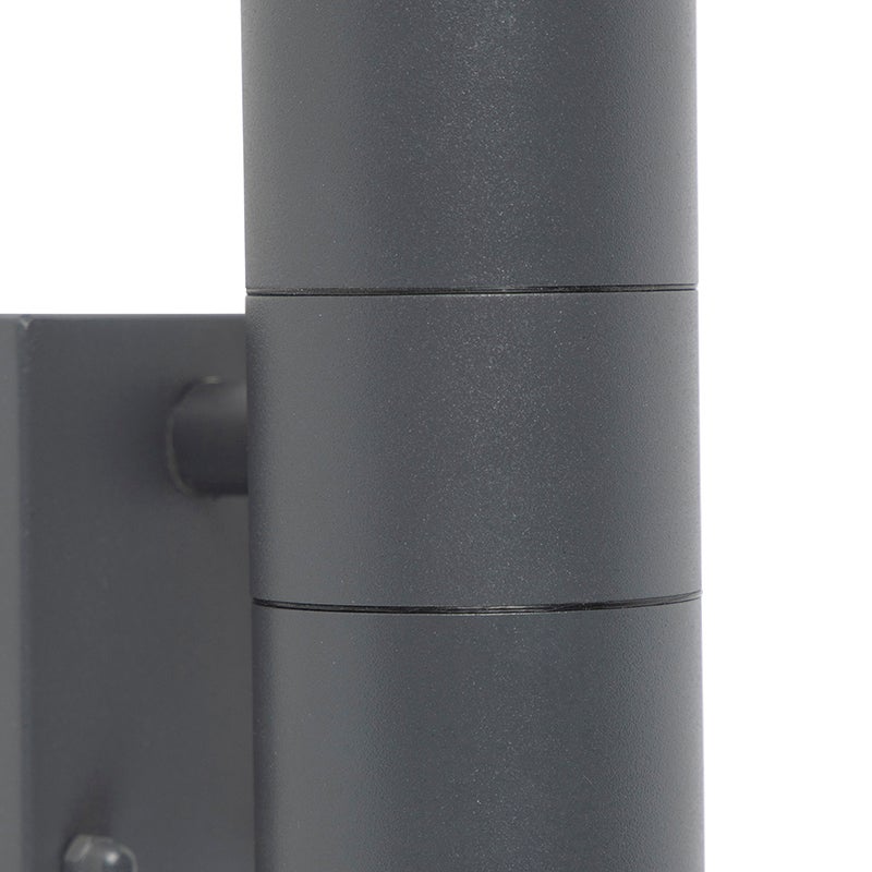 Antraciet 2-lichts buitenwandlamp IP44 met bewegingsmelder - Duo