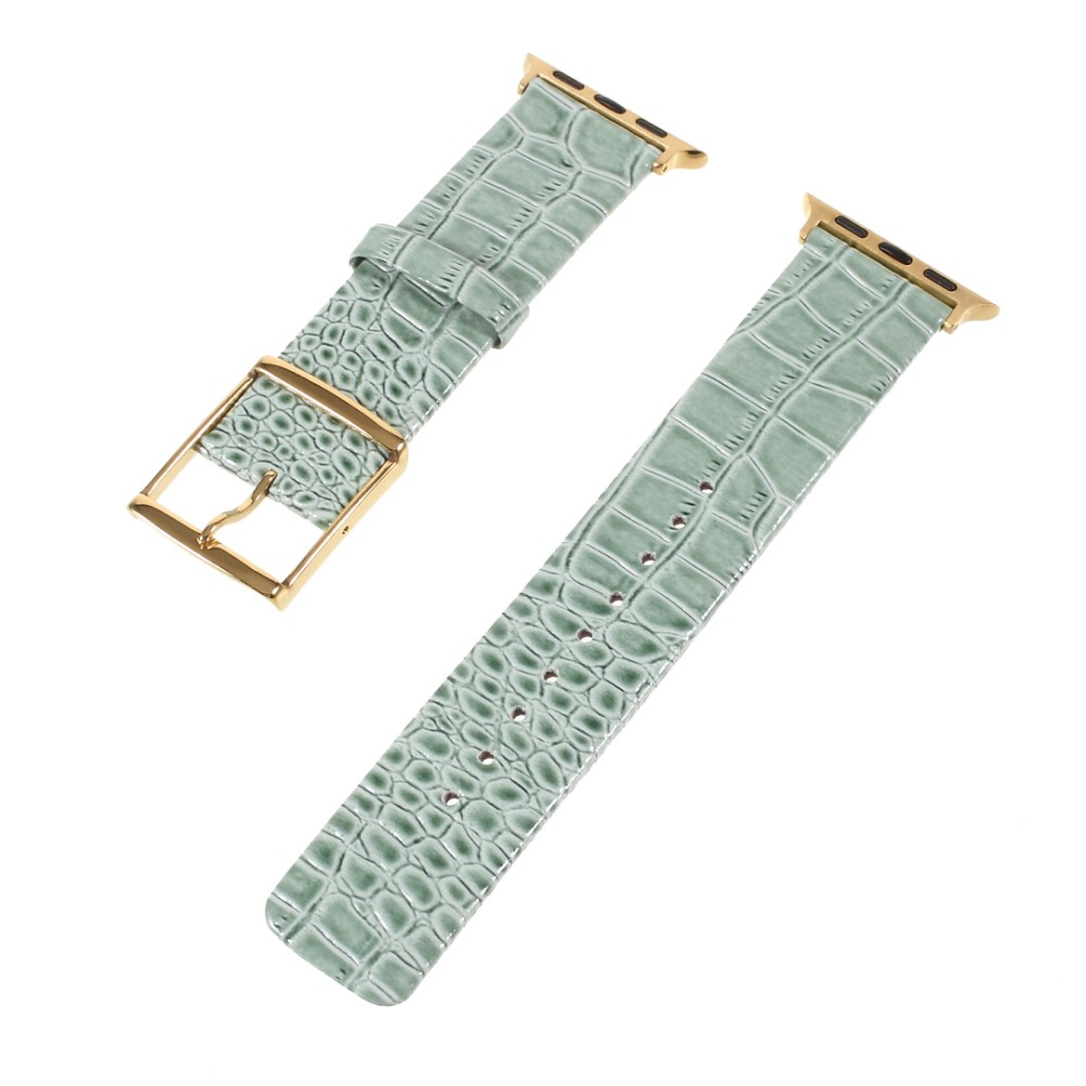 Apple Watch (42/41/40/38 mm) Ersatz Echtleder Armband im Kroko Look (Gelenkumfang: 170-220mm) - Grün