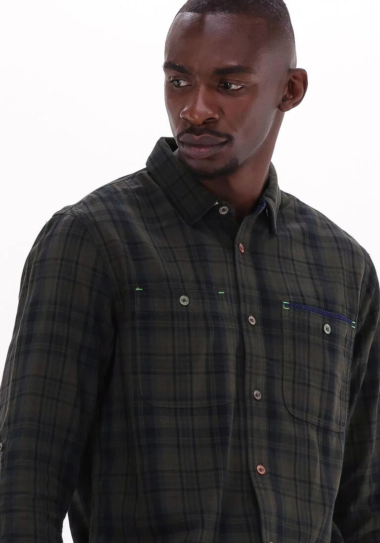 SCOTCH & SODA donkergroene scotch & soda casual overhemd regular-fit checked flannel shirt