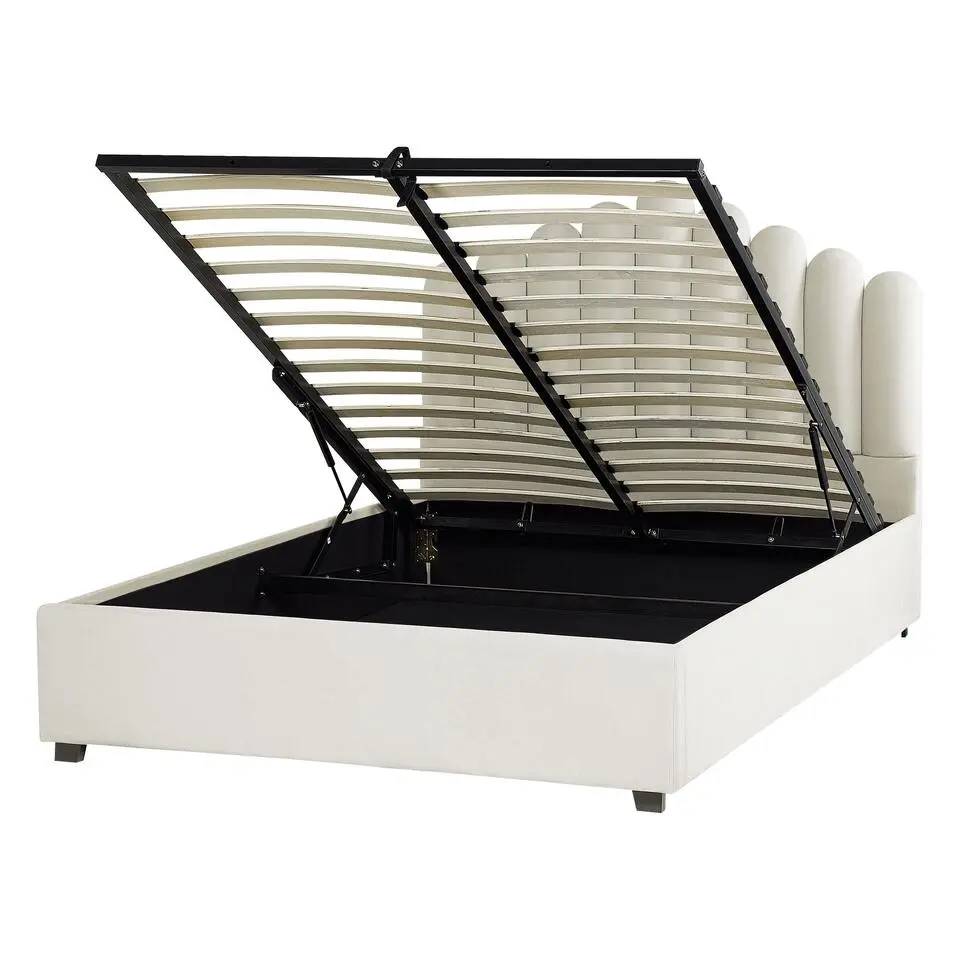 VINCENNES - Bed met opbergruimte - Wit - 140 x 200 cm - Fluweel