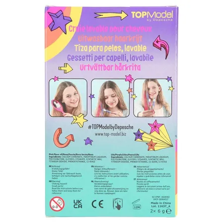 Depesche TOPModel Haarkreidestifte, 1 Packung mit 2 Stiften, 2-fach sortiert