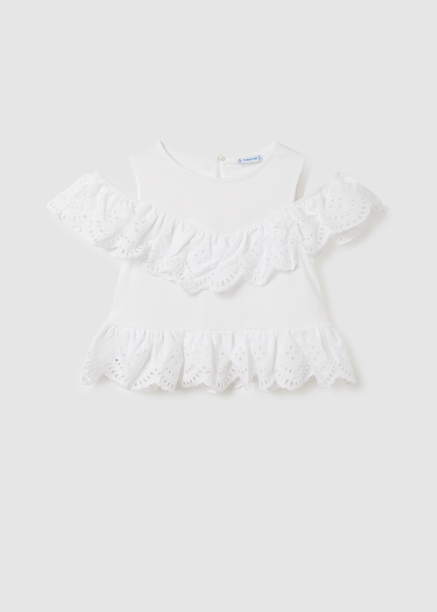Blusa com bordados em algodão sustentável para meninas