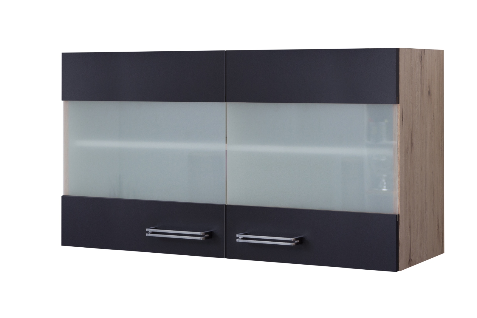 Glas-Hängeschrank RISENTO - antharzit - San Remo Eiche - 100 cm
