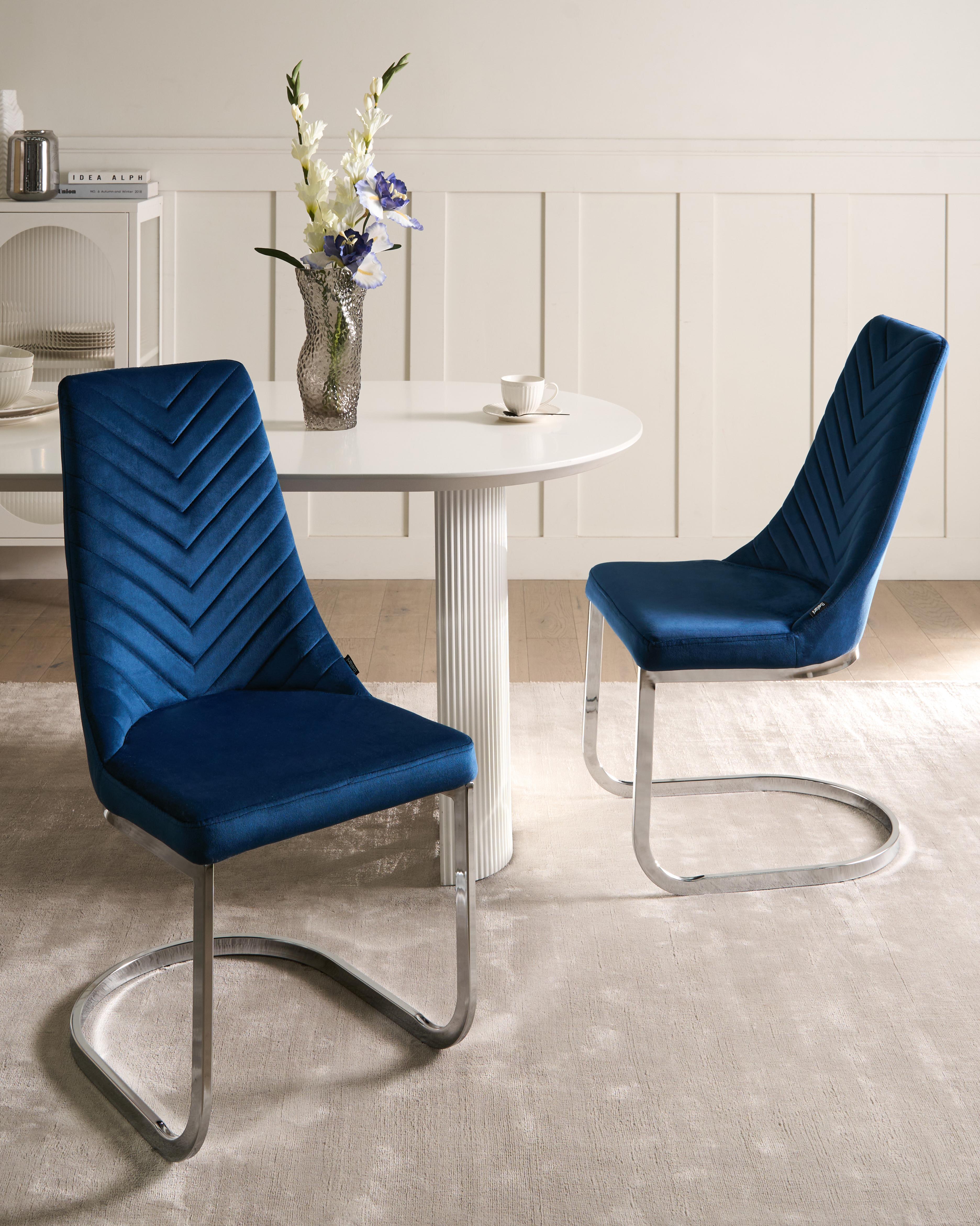 Set van 2 eetkamerstoelen ALTOONA Fluweel Marineblauw