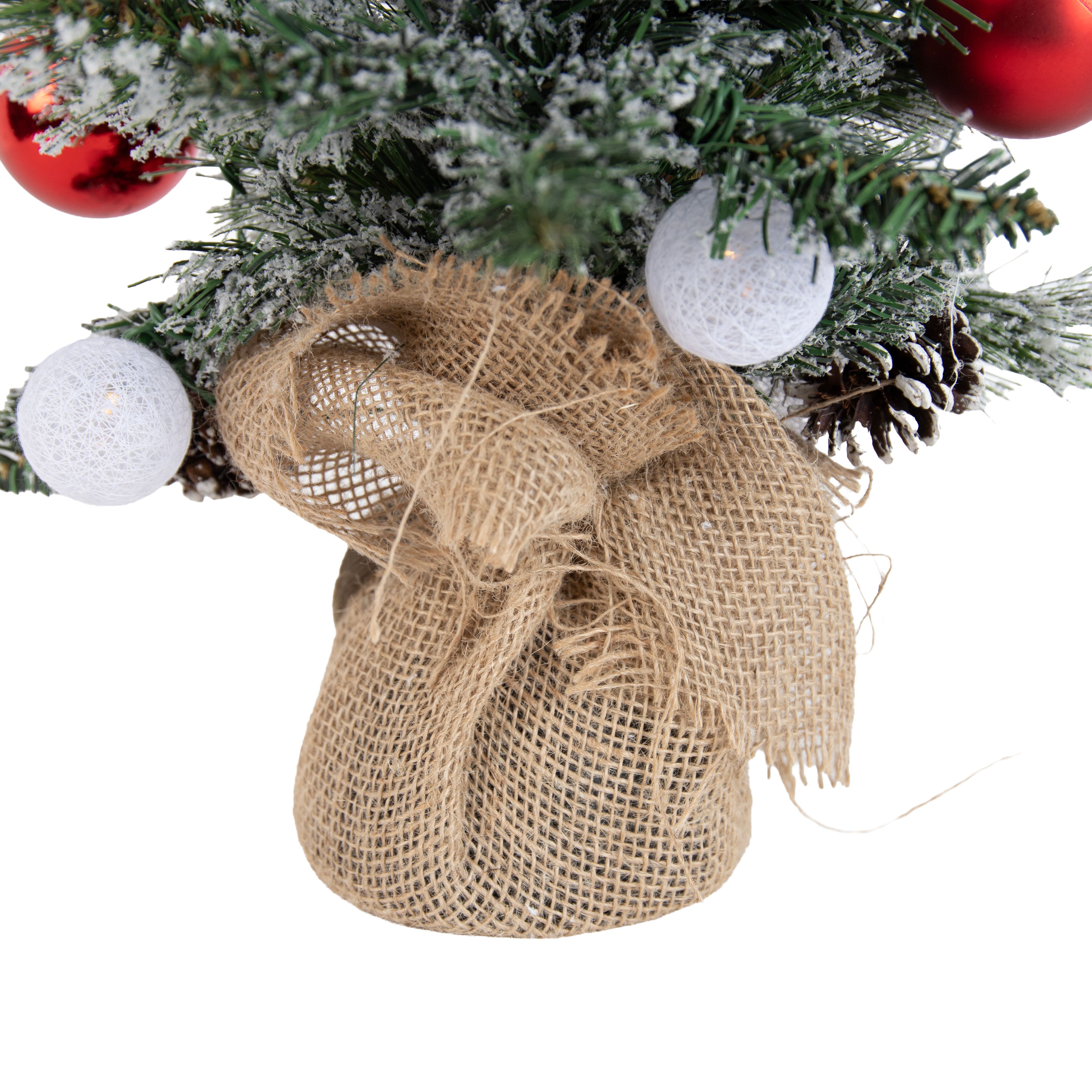 Kerst kerstboom wit met rood 60cm incl. LED met timer - Jack