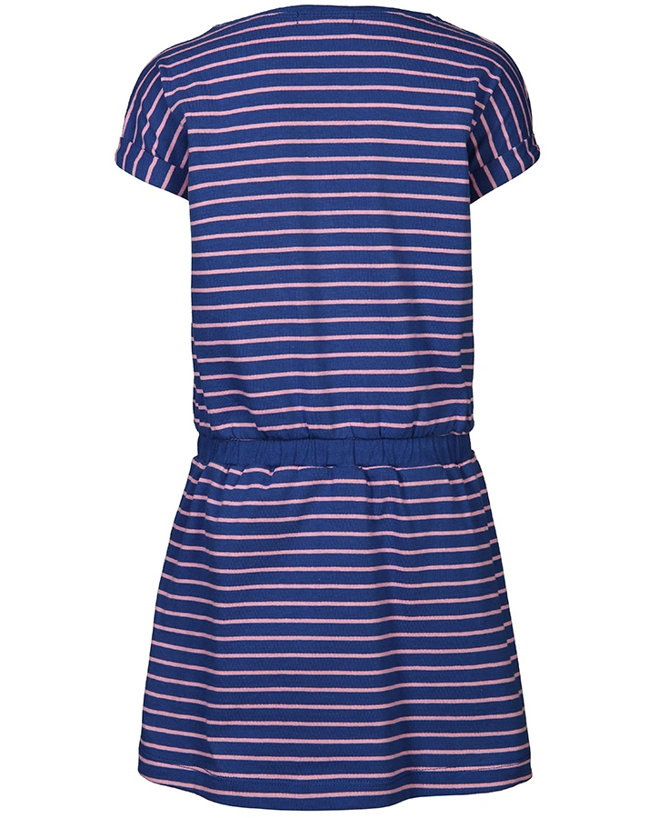 Kurzarm-Kleid ANKER mit Wendepailletten gestreift in blau/pink