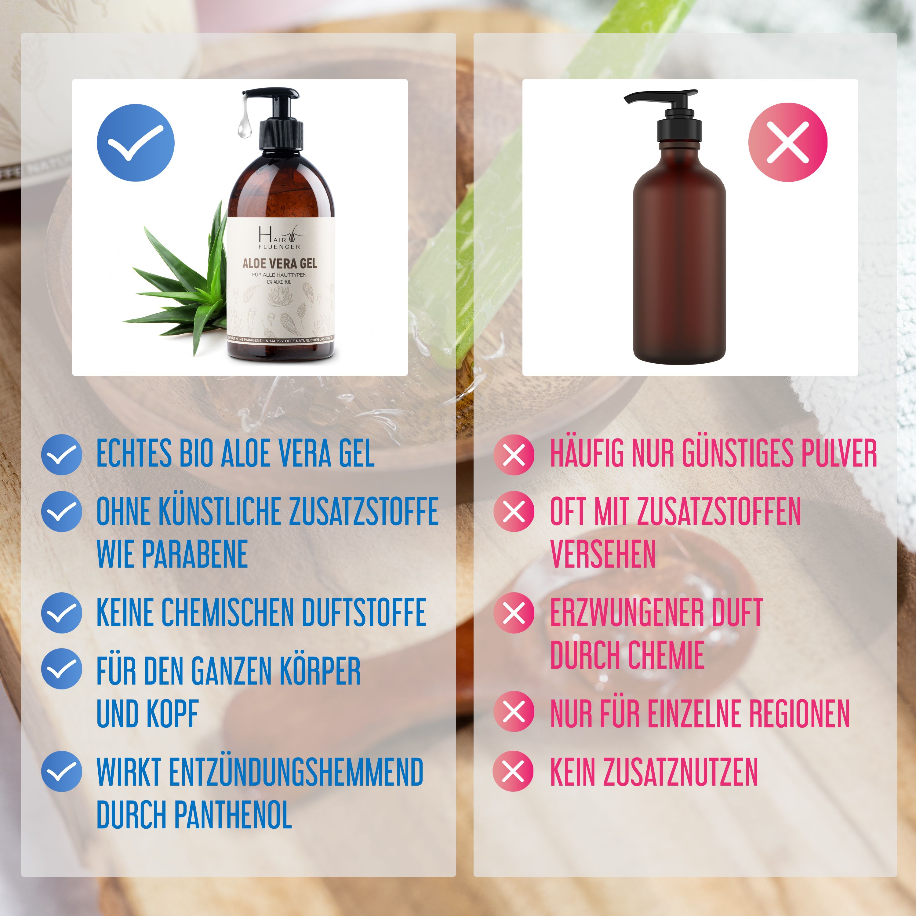 Hairfluencer Aloe Vera Gel aus Blattsaft Bio Das beste der Aloe Vera Pflanze