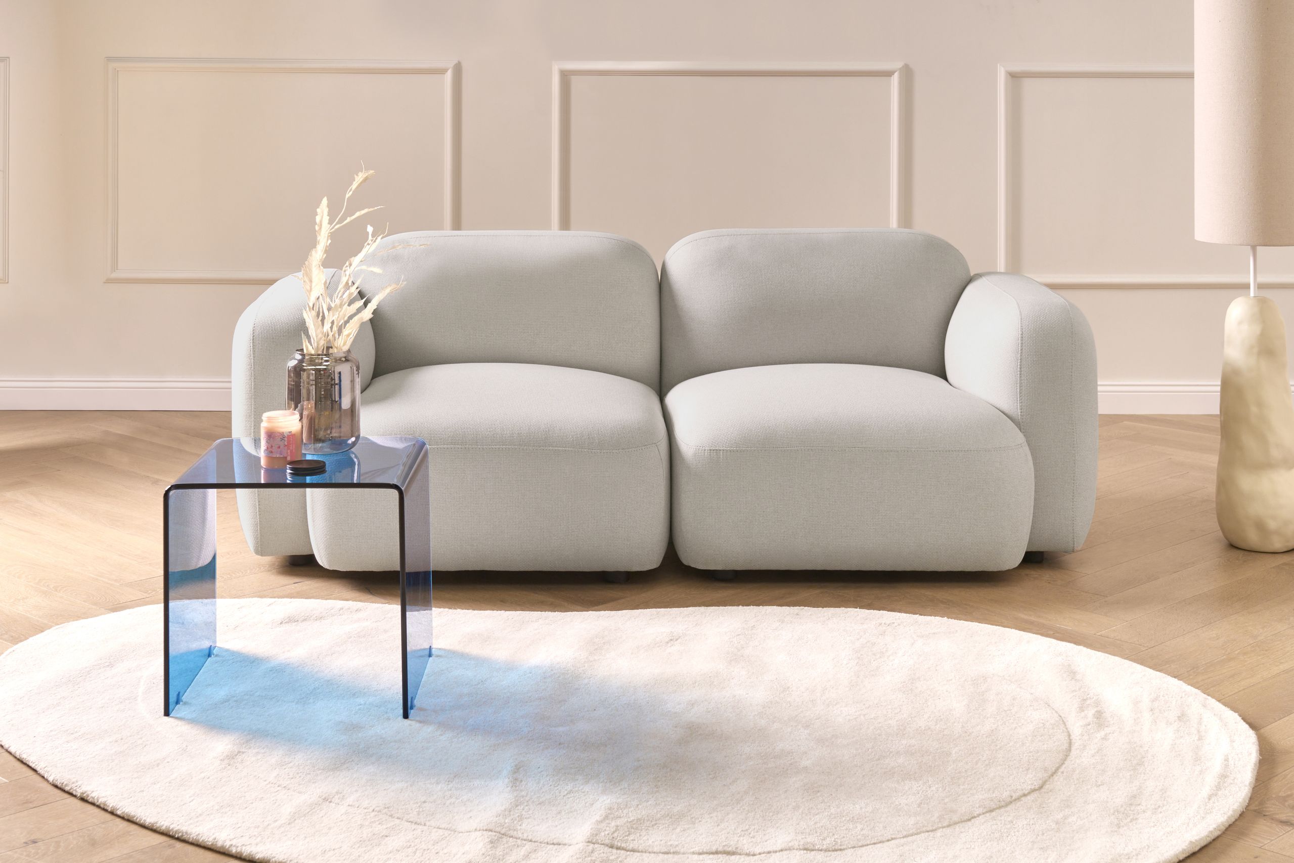 Beliani - AFOSS - Driezitsbank - Lichtbeige - Polyester
