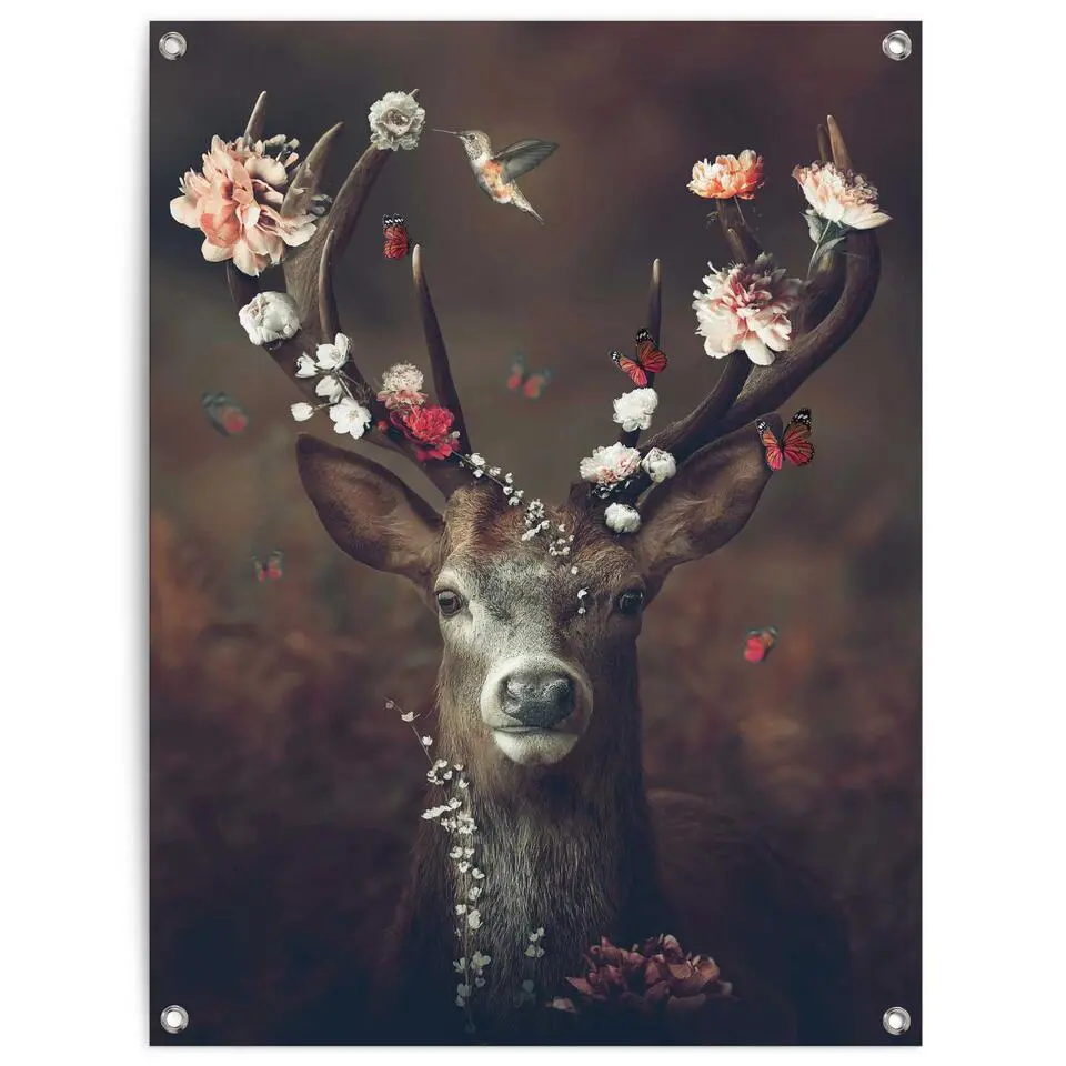 Tuinposter Hert - 80x60cm - Bruin