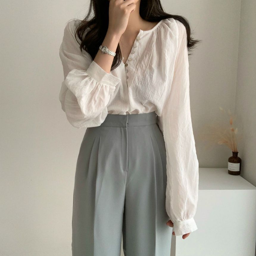 Mori Girls - Henley-blouse met lange mouwen