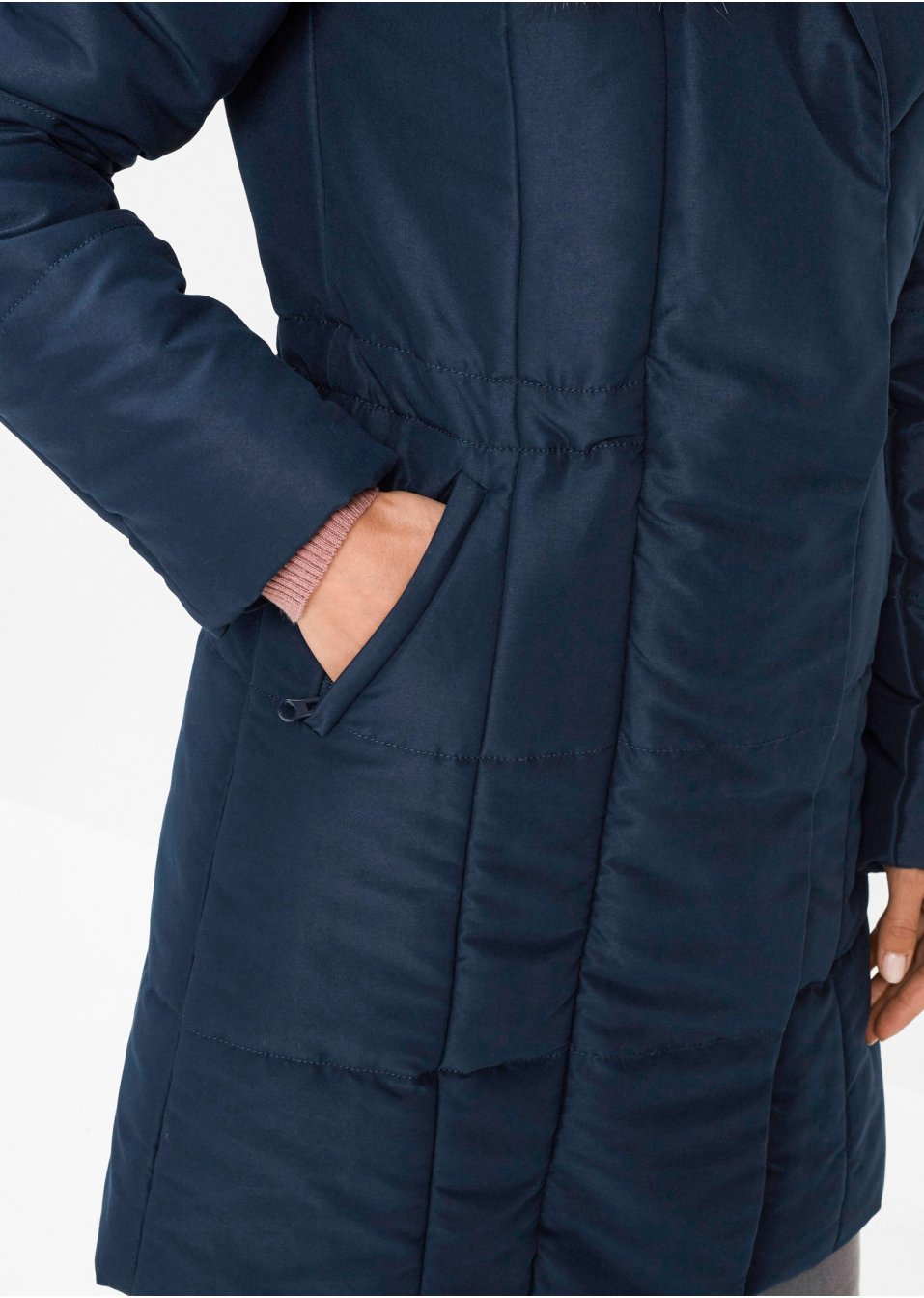 Parka longue à capuche avec détail synthétique