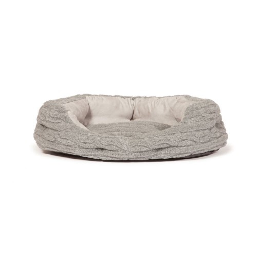 Cama de luxo cinza para cães com design dinamarquês