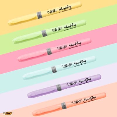 BIC Kit de Révision : 6 surligneurs BIC Highlighter Grip + 30 fiches cartonnées