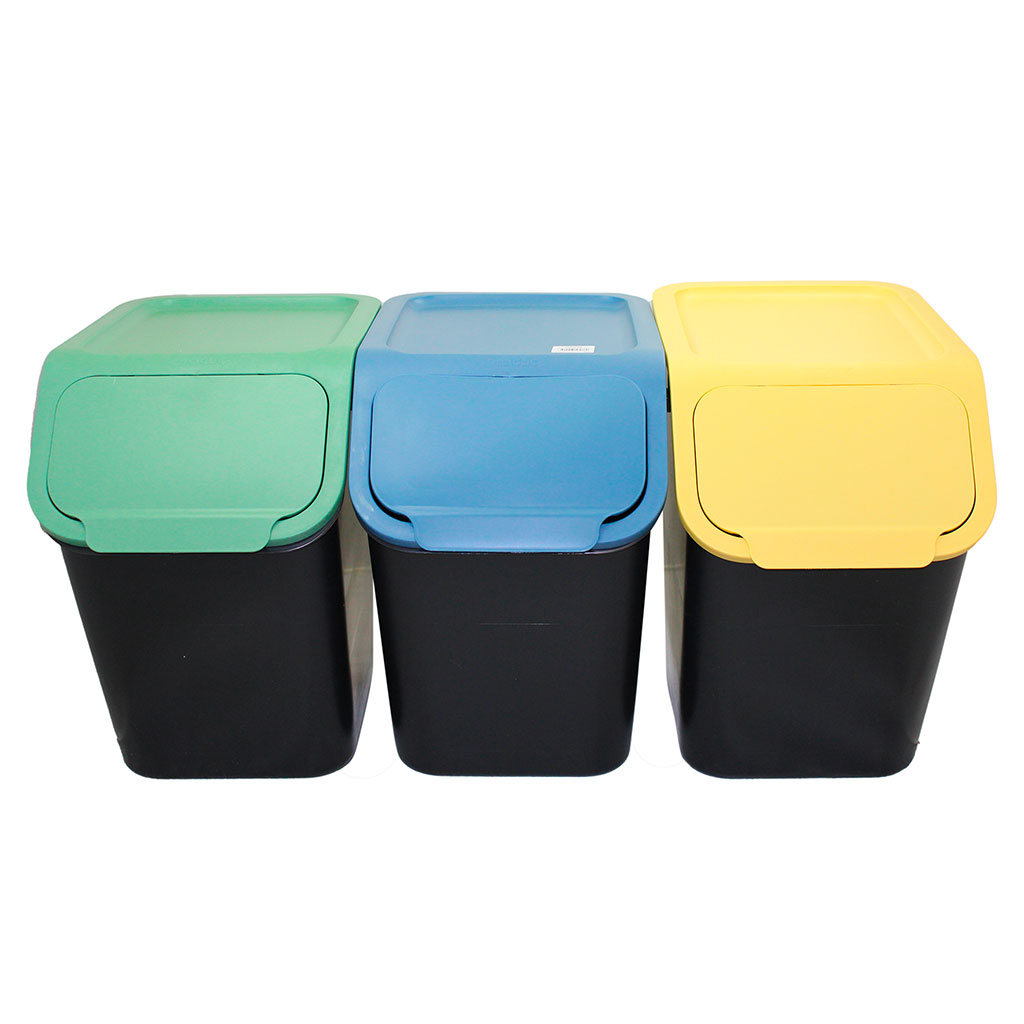 Lot de 3 poubelles tri sélectif 25L