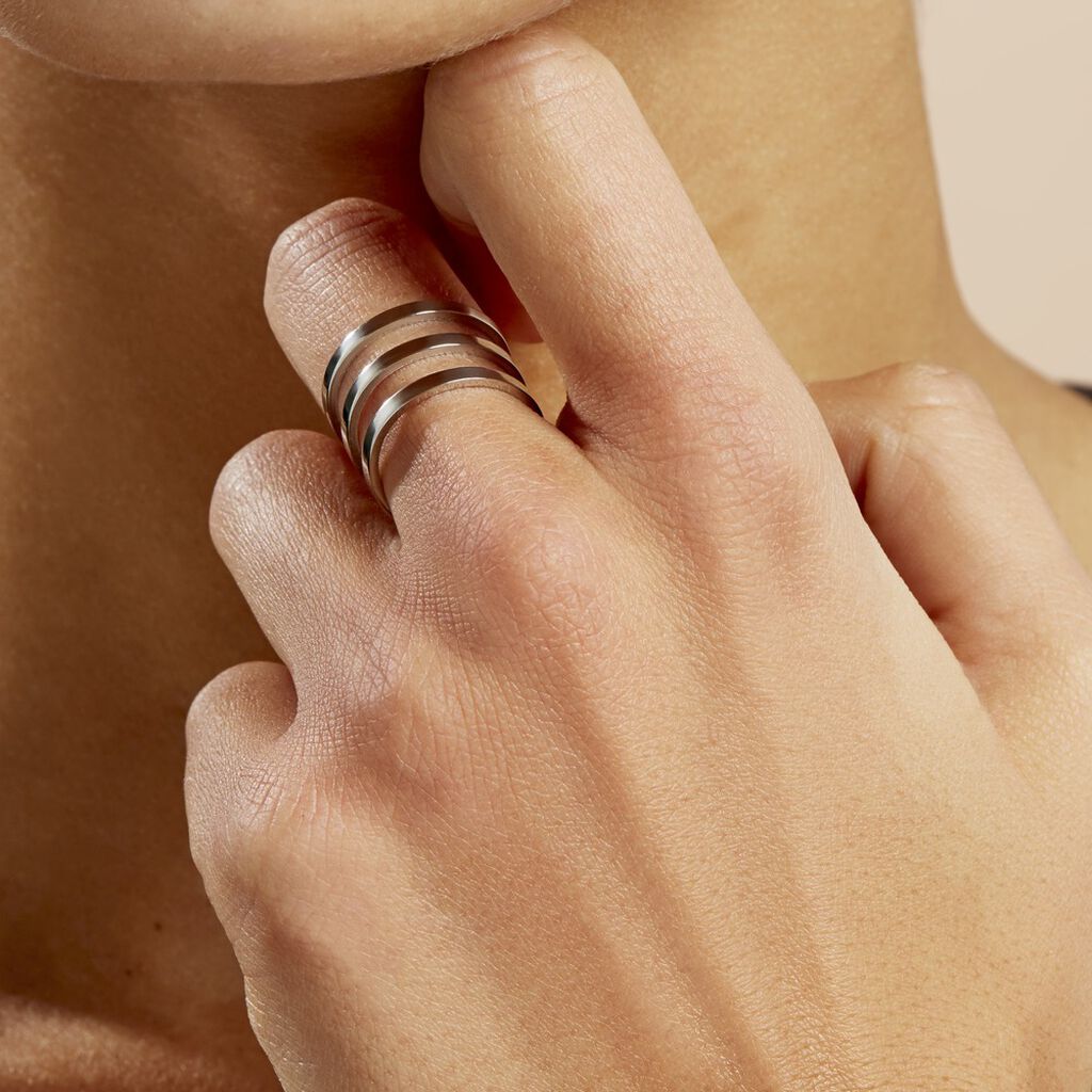 Bague Ajustable Adel Acier Blanc