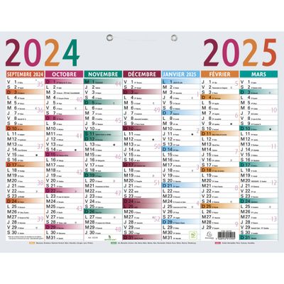 Calendrier Multicolore 43 x 33,5 cm - Septembre à Septembre - Exacompta