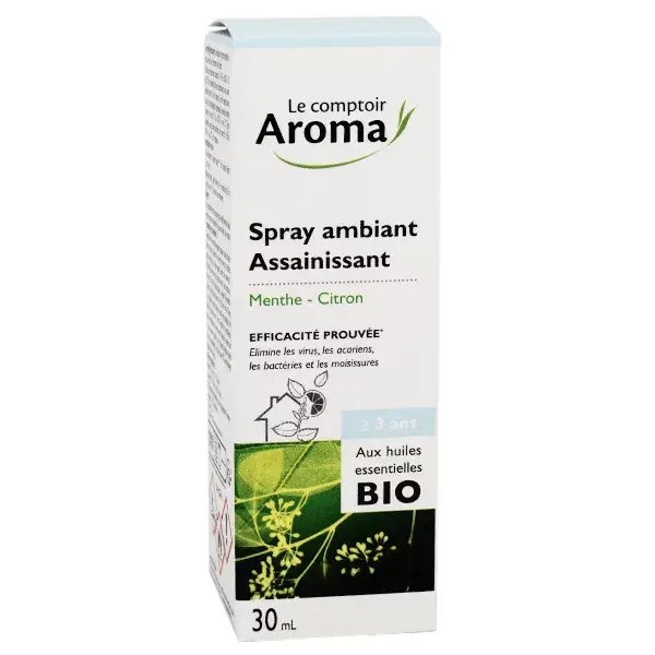 Spray purificador de ar para ambientes Le Comptoir Aroma Air Pur, menta orgânica e limão, 30ml